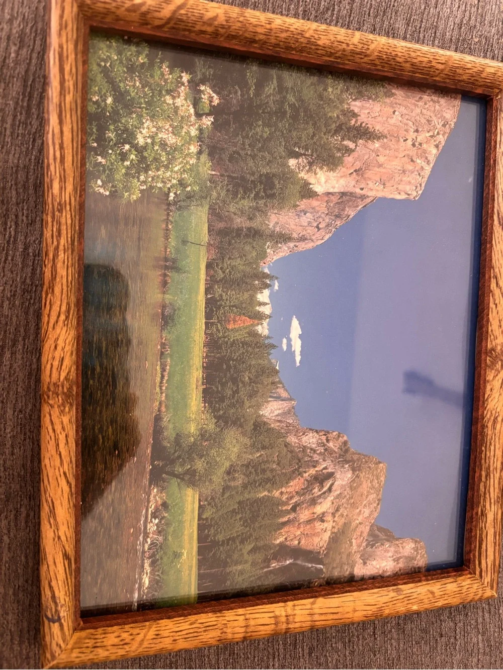 Vintage Wood Grain Brown Picture Frame mountain photo - Home Accents